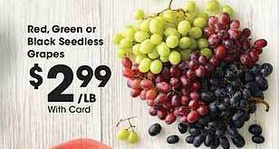 Ralphs Red, green or black seedless grapes offer