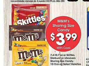 Ralphs M&m's sharing size candy offer