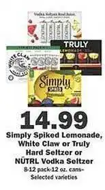 Schnucks Simply spiked lemonade, white claw or truly hard seltzer or nütrl vodka seltzer offer