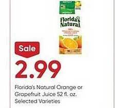 Stater Bros Florida's natural orange or grapefruit juice offer