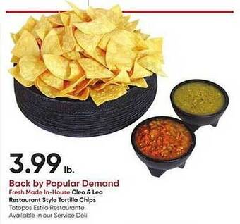 Stater Bros Cleo & leo restaurant style tortilla chips offer
