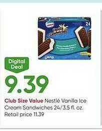 Stater Bros Nestlé vanilla ice cream sandwiches offer