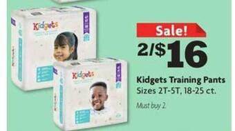 Family Dollar Kidgets training pants offer