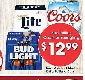 Kroger Bud, miller, coors or yuengling offer