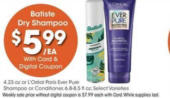 Kroger Batiste dry shampoo offer