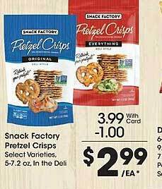Kroger Snack factory pretzel crisps offer