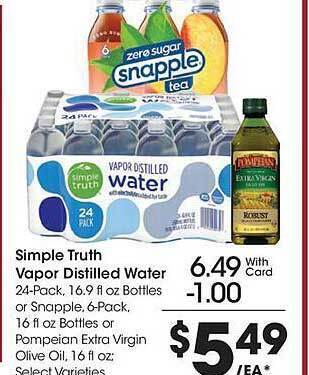 Kroger Simple truth vapor distilled water offer