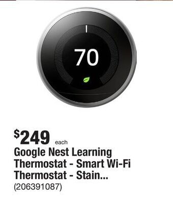 The Home Depot Google nest learning thermostat - smart wi-fi thermostat - stainless steel offer