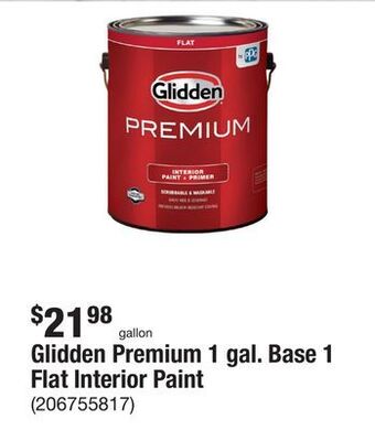 The Home Depot Glidden premium 1 gal. base 1 flat interior paint offer