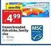 Weis Markets Frozen breaded fish sticks, family size offer