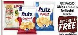 Jewel-Osco Utz potato chips or tortiyahs! offer