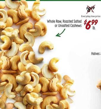 Sprouts Farmers Market Whole raw, roasted salted or unsalted cashews offer