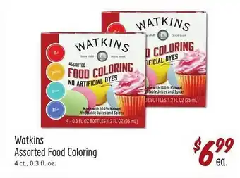 Sprouts Farmers Market Watkins assorted food coloring offer