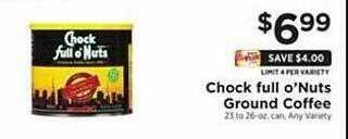 Weis Markets Chock full o'nuts ground coffee offer