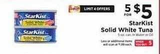 Weis Markets Starkist solid white tuna offer