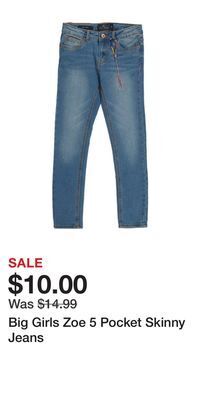 TJ Maxx Big girls zoe 5 pocket skinny jeans offer