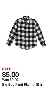 TJ Maxx Big boy plaid flannel shirt offer