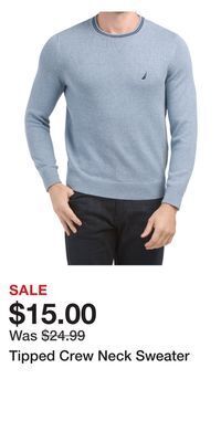 TJ Maxx Tipped crew neck sweater offer