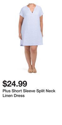 TJ Maxx Plus short sleeve split neck linen dress offer