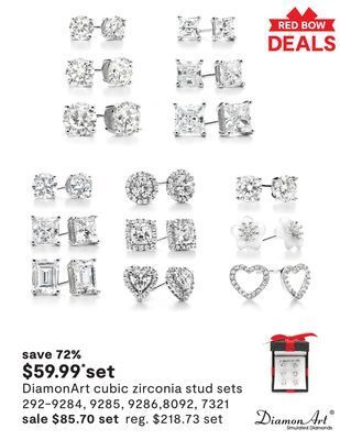 JC Penney Diamonart cubic zirconia stud sets offer
