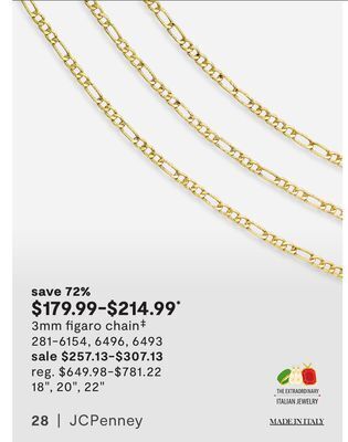 JC Penney 3mm figaro chain‡ offer