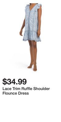 TJ Maxx Lace trim ruffle shoulder flounce dress offer