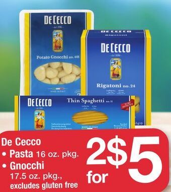 ACME De cecco pasta 16 oz. pkg., gnocchi 17.5 oz. pkg. offer