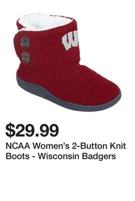 Kmart Ncaa women's 2-button knit boots - wisconsin badgers offer