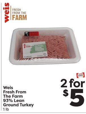 Weis Markets Weis fresh from the farm 93% lean ground turkey offer