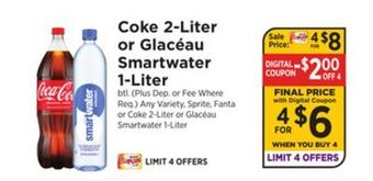 ShopRite Coke 2-liter or glacéau smartwater 1-liter offer