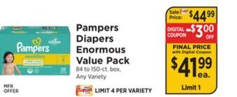 ShopRite Diapers enormous value pack offer