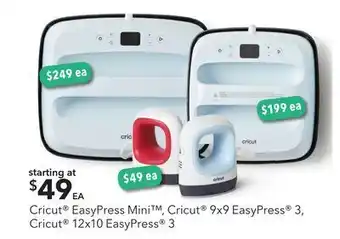 JOANN Cricut® easypress mini™, cricut®9x9 easypress® 3, cricut® 12x10 easypress® 3 offer