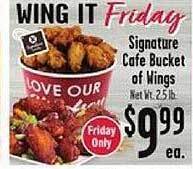 Jewel-Osco Signature cafe bucket of wings offer