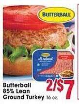Jewel-Osco Butterball 85% lean ground turkey offer