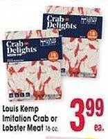 Jewel-Osco Louis kemp imitation crab or lobster meat offer