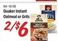 Rouses Quaker instant oatmeal or grits offer