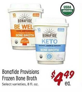 Sprouts Farmers Market Bonafide provisions frozen bone broth offer