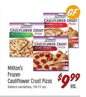 Sprouts Farmers Market Milton's frozen cauliflower crust pizza offer