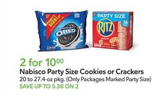 Publix Nabisco party size cookies or crackers offer
