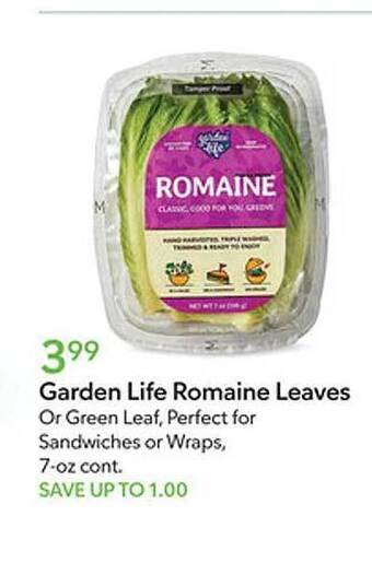 Publix Garden life romaine leaves offer