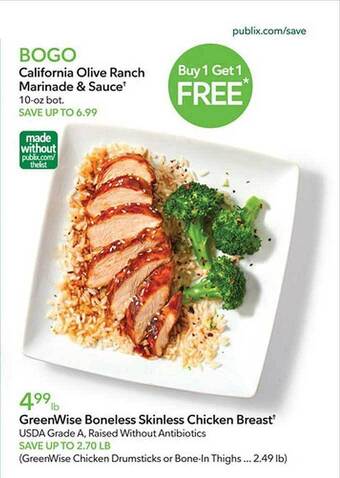 Publix Greenwise boneless skinless chicken breast offer