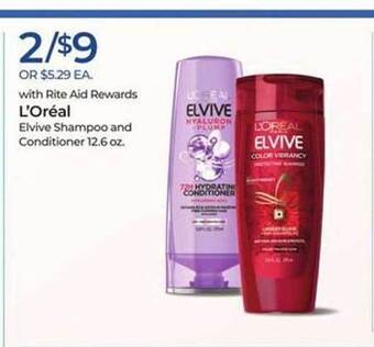 Rite Aid L'oréal elvive shampoo and conditioner offer