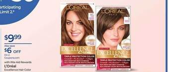 Rite Aid L'oréal excellence hair color offer