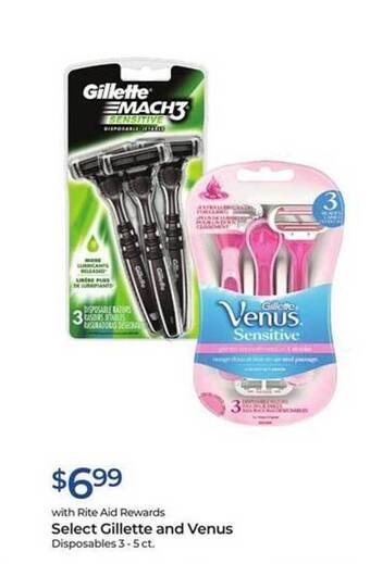 Rite Aid Select gillette and venus disposables offer