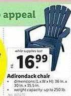 Weis Markets Adirondack chair offer