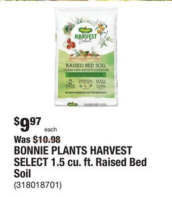The Home Depot Bonnie plants harvest select 1.5 cu. ft. raised bed soil offer