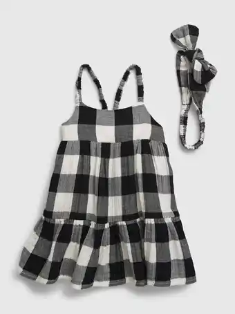 Baby crinkle gauze gingham dress