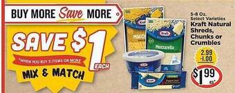 IGA Kraft natural shreds, chunks or crumbles offer