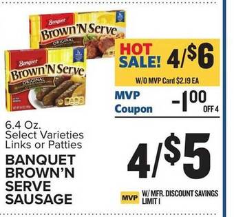 Food Lion Banquet brown'n serve sausage offer