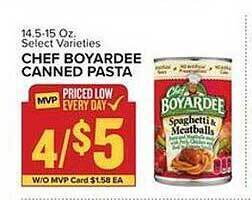 Food Lion Chef boyardee canned pasta offer